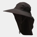Detail of dark brown quick-dry sun hat featuring neck flap and breathable mesh side panels - Dark Gray