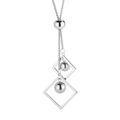Collier minimaliste en acier inoxydable avec carrés géométriques et billes polies - Argent (KN226896-CX)