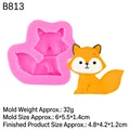 Pink fox-shaped silicone mold with finished orange resin fox and size specifications - 3# Fox / Pink