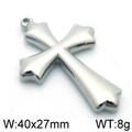 Grand pendentif croix en acier inoxydable argenté poli de 40x27mm pour bijoux DIY - Couleur Acier (KLJ5646-Z)