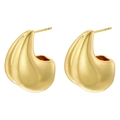 Polished gold teardrop stud earrings with a minimalist geometric chunky design for women - Teardrop / VE1098 Gold