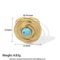 Detailed size specifications for gold spiral ring with turquoise stone inlay - DFR197 (Ring) / Gold/Turquoise