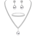 G0023 Necklace Earrings & Double Row Bracelet 3-Piece Set