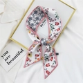 French style floral printed hair ribbon in colorful flower pattern made of polyester - 7*100cm / Small Flower Border Pink