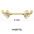 Piercing téton doré avec motifs à volutes et gemmes claires, longueur 4,1cm et poids 3g - Volute Dorée