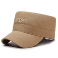 Khaki cotton cadet cap with 3D SPORT embroidery for men's outdoor casual wear - One Size(Adjustable) / Khaki