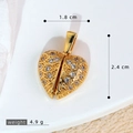 Golden heart wing pendant with micro-paved zircons measuring 2.4cm in height and 1.8cm width - SMP54270-Gold Hollow Zirconia Heart Pendant