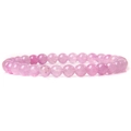 6mm natural purple gemstone bead bracelet with polished lavender stones on elastic cord - Pale Purple Jade
