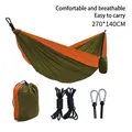 Ultralight nylon parachute hammock 270x140cm in orange and army green with carabiners - 270x140cm / Rope Style / Army Green/Orange