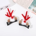 Simpatiche mollette natalizie a corna di renna con pompon rossi e pelliccia bianca - Stile 3 (Corna Rosse Pompon Marrone Bianco Perle Rosse)