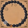 8mm matte black onyx basketball bracelet with tiger eye stone on message card - Basketball Style 4