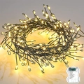 Guirnalda de luces LED de cobre blanco cálido con caja de batería de 8 modos - 1.5m 50LED USB Mando 8 Funciones Hilo Negro Luz Cálida