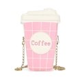 Kreative rosa karierte Umhängetasche in Kaffeetassenform mit goldener Kette - Rosa