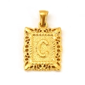 Collana con ciondolo rettangolare traforato in oro 18K con lettera iniziale G - Lettera C (SP598G-C)