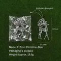 Transparent acrylic Christmas reindeer ornament with silver string and clear packaging - Christmas Deer / 117mm