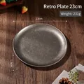 Vintage 23cm dark gray stainless steel round plate with industrial matte finish - 23cm (231g) / Vintage Snowflake Grey