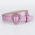 Cintura rosa glitterata per bambini in pelle PU con fibbia a cuore e motivi a stelle - Stella rosso rosa