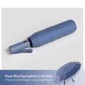 Haze blue folding umbrella with reinforced 12-bone windproof fiberglass frame design - 60-Rib Equivalent Auto / Haze Blue
