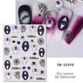 5D geprägte Halloween Nagelaufkleber mit Spinne, bösem Blick und lila Spinnennetz - SW-5D98 Lila Spinnennetz