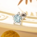Star-shaped titanium steel stud with light blue zircon and threaded screw back - Light Sea Blue (1 Pc)