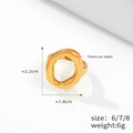 Irregular geometric hollow gold titanium steel ring with size and weight details - US 6 / Small / Gold