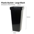 Large black plastic flower bucket with tapered rectangular design for florist use - Black Plastic Bucket (Large)