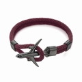 Bracciale da uomo bordeaux in corda intrecciata con chiusura aereo in metallo nero - Corda Rosso Vino Fibbia Nera