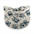 Bohemian wide headband with green floral mandala print on beige elastic knit fabric - EU 43