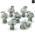 Natural crystal stone mushroom pendants in speckled grey with silver metal clasps - Blue Spot Stone