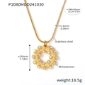 Goldene Halskette mit Kranzanhänger, weißen Strasssteinen und Schlangenkette aus Edelstahl - Gold Weiße Strass Halskette (P2080)