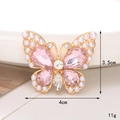 Pink and clear crystal butterfly charm with imitation pearl in golden alloy 4x3.5cm - D2032 Pearl Butterfly (Pink)