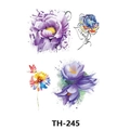 Waterproof temporary tattoo stickers in watercolor flower styles, featuring model TH-245 - Th-245 / 210*148mm