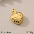 Pendentif coeur doré en acier inoxydable avec motifs en relief, taille 28x19mm - Coeur Doré 3D à Pois en Relief (KLJ5873-Z)