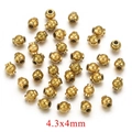 Goldene geriffelte Edelstahlperlen 4.3x4mm für DIY Schmuckherstellung Zubehör - 4mm / Gold