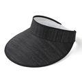 Fashionable black textured woven sun visor hat for outdoor family trips and sun protection - Black