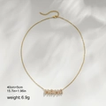 Dettaglio della collana MAMA in oro 18k con zirconi e specifiche della misura - Catena d'Oro (Senza Lettera)