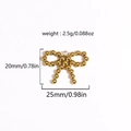 Detail view of a gold bow pendant with exact weight 2.5g and 25mm size specifications - Beaded Bowknot Style (Style 17)
