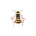 Detailed view of bee-shaped napkin ring with gold finish and yellow-black enamel details - Bee