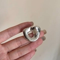 Broche de plata geométrico minimalista francés con diseño metálico abstracto pulido - Plateado