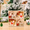 Christmas wooden reindeer and angel ornaments set in a four-grid box with red beads - Model B Elk & Angel
