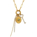Halskette aus 18K vergoldetem Edelstahl mit Sonnenmünze und Herzschlüssel-Anhänger - Handgefertigte DIY-Büroklammer-Anhänger-Halskette (Gold) / Gold