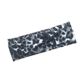 Elastic cross-knot headband featuring grey and white leopard print for yoga fitness - Blue Leopard