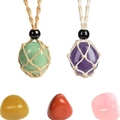 Collar de red tejida a mano con cristales naturales en varias piedras preciosas pulidas - Malla Blanca Amatista
