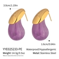 Size specifications of purple marble teardrop earrings with stainless steel posts - Purple Style (YYE025233-PE)