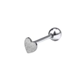 Frosted heart shaped stainless steel tongue ring with silver matte finish and screw ball back - Frosted Silver Heart
