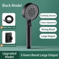 Matte black high pressure handheld shower head set with 1.5m hose and wall bracket - Black Knight Shower Head + 1.5m Hose + Bracket Set