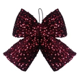 Fiocco di Natale scintillante rosso scuro in paillettes e velluto per decoro festivo - 12.5*14cm / Rosso Vino Paillettes