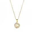 18K gold stainless steel necklace with round cubic zirconia letter G pendant - Letter G