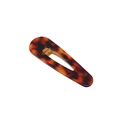 Geometric acetate triangle hair clip with brown tortoiseshell pattern and gold metal base - Amber Leopard Water Drop