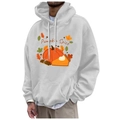 White fleece Pumpkin Spice hoodie featuring a seasonal graphic print with drawstring hood - S / White Pumpkin Spice Illustration (41)